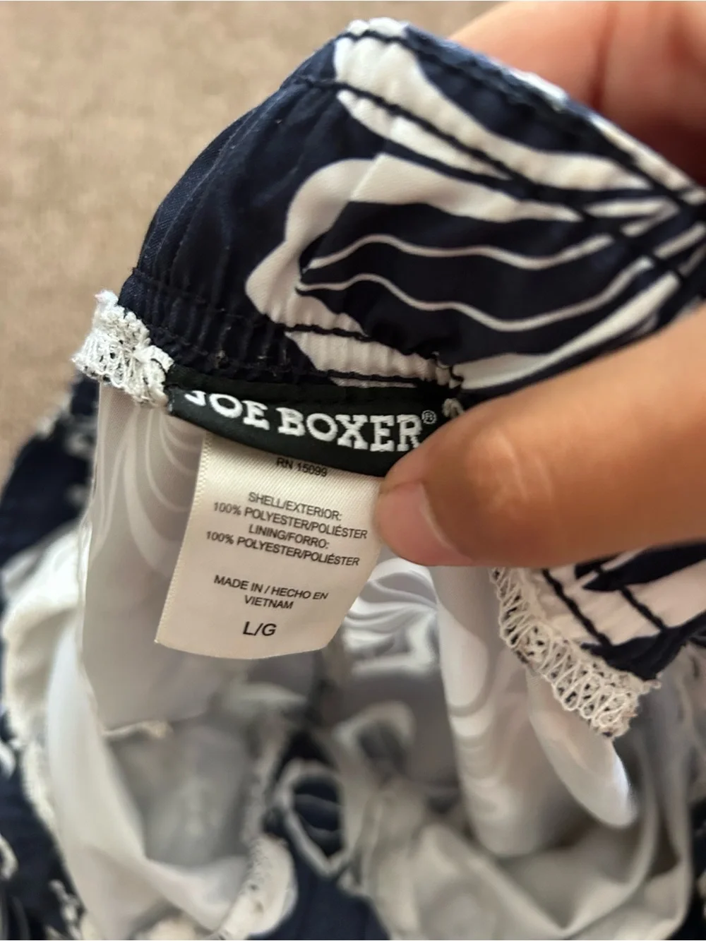 Joe Boxer Y2K White and Navy Hibiscus Swim Trunks